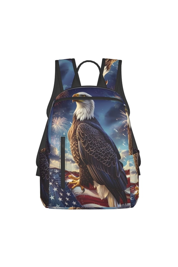 Night Sky Bald Eagle Print Lightweight Backpacks,Carry on Backpack,Durable Backpack for School, Work & Travel