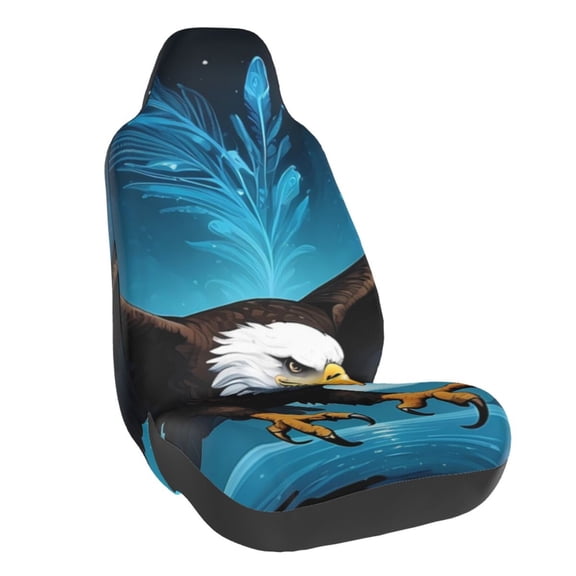 Honeii Night Sky Forest Bald Eagle Print Car Seat Cover,Car Interior Covers,Universal Fit Seat Protector, Compatible with Most Cars, SUVs, Trucks, and Vans