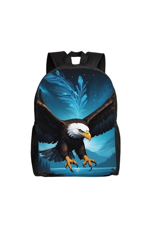 Night Sky Forest Bald Eagle Print Laptop Backpack for Work, College, Travel, Daily Backpacks for Men Women, Sport Rucksack,Computer Bag