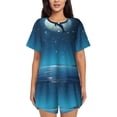 thumbnail image 1 of Honeii Night Sky Moon Dolphin for Women's Summer Pajama Set featuring Soft Short Sleeve Shirt & Matching Bottoms with Convenient Pockets for Relaxed Home Wear-4X-Large, 1 of 6