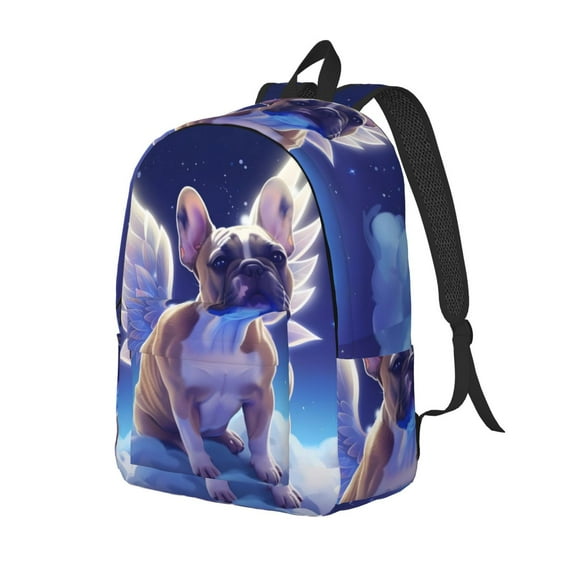 Honeii Night Sky Winged French Bulldog Print Canvas Backpack for School & Outdoor,Laptop Excursion Backpack,Notebook School Bookbag For Men Women,for Work, Travel, and Everyday Use-Small