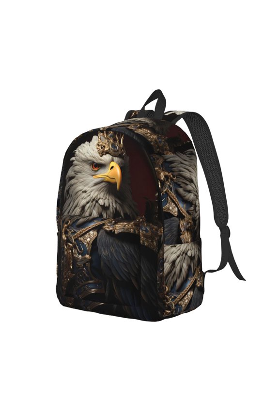 Noble Style Bald Eagle Print Canvas Backpack for School & Outdoor,Laptop Excursion Backpack,Notebook School Bookbag For Men Women,for Work, Travel, and Everyday Use-Small