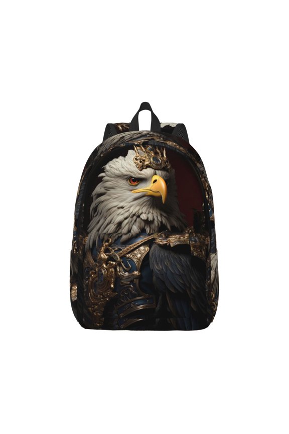 Noble Style Bald Eagle Print Canvas College Laptop Backpack, Durable Rucksack Travel Notebook Bag School Backpack Book Bag for Men Women-Medium