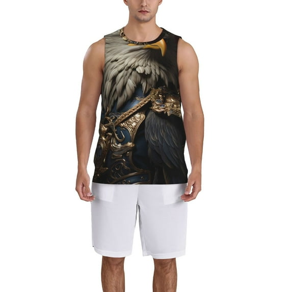 Honeii Noble Style Bald Eagle print basktball shirt for men and women, Unisex basketball jersey for Theme party-Medium