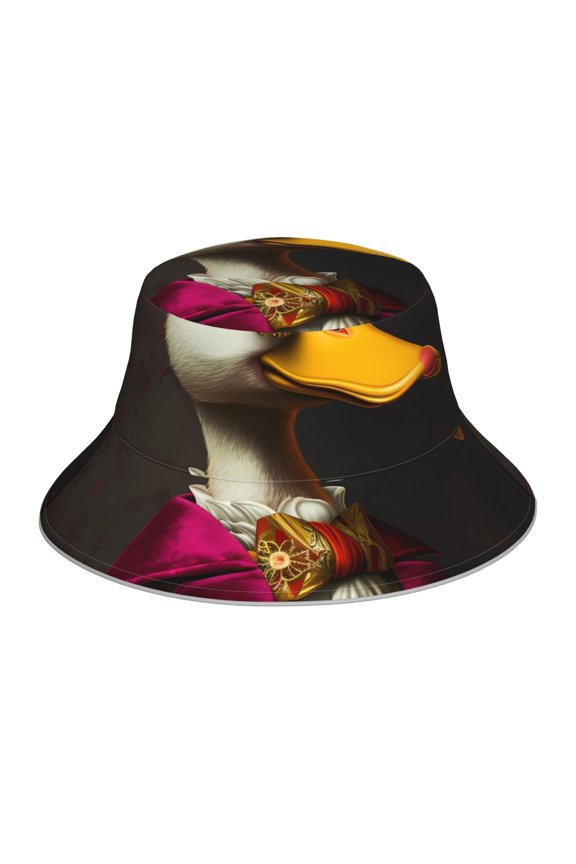 Noble Style Duck for Unisex Bucket Hat Waterproof Rain Hat Reversible Shiny Rave Bucket Hat for Concert Festival Boonie Cap