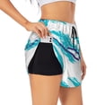 thumbnail image 1 of Honeii Northern Lights print a double-layered women's running short, ideal for gym, tennis, and various activities, complete with a practical pocket-Medium, 1 of 7