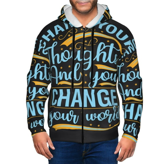 Honeii Not All Those Who Wander Are Lost 2 Print Hoodies for Men, Pullover & Full Zip, Breathable Zip up Hoodie, Sweatshirt-Large
