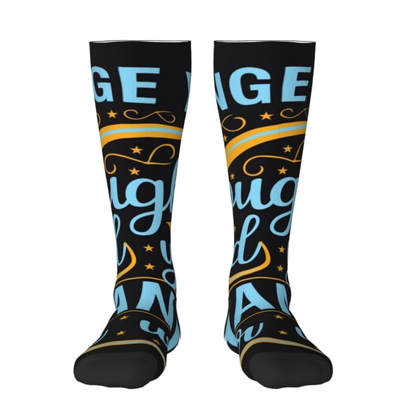 Honeii Not All Those Who Wander Are Lost 2 Print Long Socks,Novelty Design Socks Gift for Men and Women,Crew Socks,Calf Socks