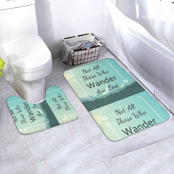 Honeii Not All Those Who Wander Are Lost1 Pattern Bathroom Anti-Skid Pad Bathroom Mat Vintage Seamless Pattern Not-Slip Toilet Rug Set