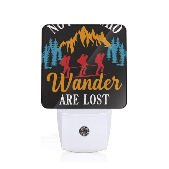 Honeii Not All Who Wander Are Lost Hiking Print LED Night Light with Light Sensor, Night Lights Plug Into Wall,Ideal for Bedrooms and Hallways-UK