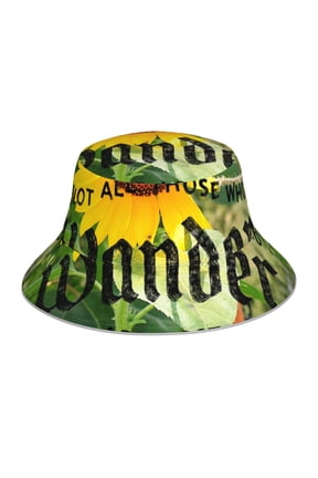 Not All Who Wander Are Lost for Unisex Bucket Hat Waterproof Rain Hat Reversible Shiny Rave Bucket Hat for Concert Festival Boonie Cap