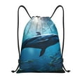 thumbnail image 1 of Honeii Ocean Dolphin Fish School Print Drawstring Backpack,Drawstring Bags String Backpack Gym Cinch Sack Backpack Sport Bag Draw-Small, 1 of 6