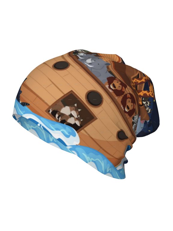 Ocean Scene with Noah's Ark Print Kids Knit Beanie Watch Hat ,Knit Cap for Boys and Girls