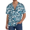 thumbnail image 1 of Honeii Ocean Waves for Men's Short-Sleeved Button-Up Collared Shirt Featuring A Pocket, Perfect for Beach Vacations, And Travel Adventures.-XX-Large, 1 of 5