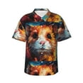thumbnail image 1 of Honeii Oil Painting Colorful Hamster Print Men’s Hawaiian Shirt,Classic Button-Down Short Sleeve Shirt, for Beach, Vacation, and Outdoor Activities,Large, 1 of 7