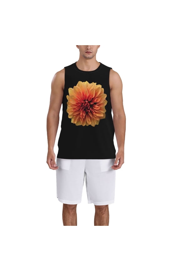 Orange Dalia print basktball shirt for men and women, Unisex basketball jersey for Theme party-Medium