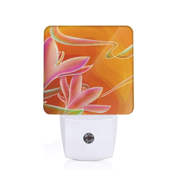 Honeii Orange Flower Psychedelic Print LED Night Light with Light Sensor, Night Lights Plug Into Wall,Ideal for Bedrooms and Hallways-US