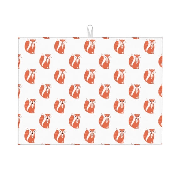 Honeii Orange Fox print Super Absorbent Coffee Bar Mat Hide Stain Coffee Maker Mat for Countertops Coffee Pot Dish Drying Mat for Kitchen Counter