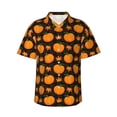 thumbnail image 1 of Honeii Orange Pumpkin And Autumn Maple Print Men’s Hawaiian Shirt,Classic Button-Down Short Sleeve Shirt, for Beach, Vacation, and Outdoor Activities,3X-Large, 1 of 7