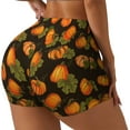 thumbnail image 1 of Honeii Orange Pumpkin Print Women's Workout Shorts, Gym Shorts for Active Wear, Sports Shorts,Women's Running Shorts,Quick Dry Athletic Shorts-XX-Large, 1 of 8