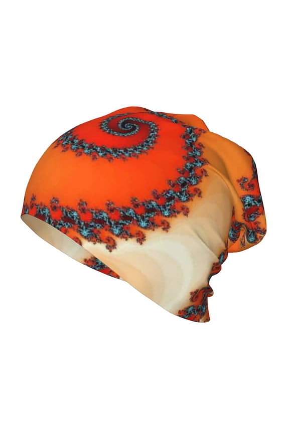 Orange Rotating Print Kids Knit Beanie Watch Hat ,Knit Cap for Boys and Girls