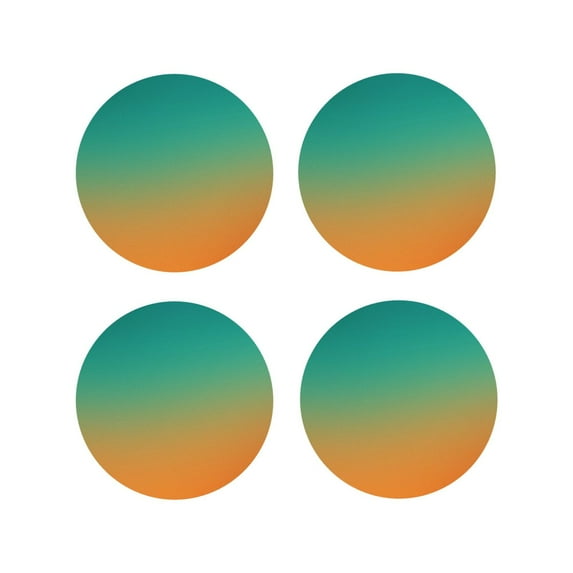 Honeii Orange To Teal Gradient1 Print Leather Coaster Set of 4, Ideal for Safeguarding Your Furniture from Drinks Spills and Effortless Cleanup-Round Shape