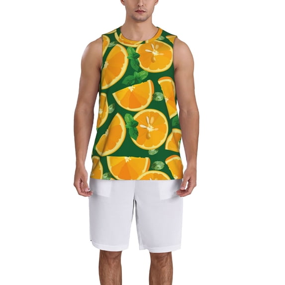 Honeii Orange print basktball shirt for men and women, Unisex basketball jersey for Theme party-Medium