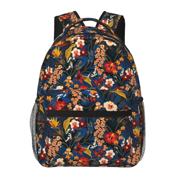 Honeii Orchids Flowers Print Backpack for Both Men and Women, Basic Bookbag for College, Work, or Travel,Rucksack Computer Bag-One Size