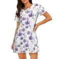 thumbnail image 1 of Honeii Orchids Flowers Print Women's Loose Short Sleeve Nightgown, Soft Cotton Sleepwear, Comfy Loose Fit Pajama Dress for Sleep and Lounge, 1 of 6