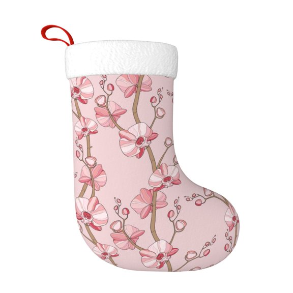 Honeii Orchids Flowers for Christmas Stocking,Large Xmas Stocking,Holiday and Family Stocking for Fireplace Christmas Holiday Party Decoration
