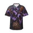 thumbnail image 1 of Honeii Ornate Purple Floral Vase Print Men’s Hawaiian Shirt,Classic Button-Down Short Sleeve Shirt, for Beach, Vacation, and Outdoor Activities,3X-Large, 1 of 7