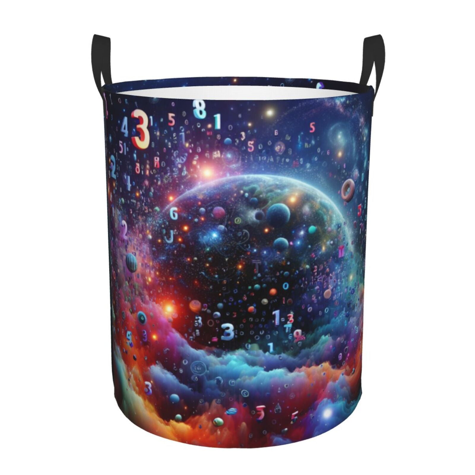Honeii Outer Space Floating Numbers And Letters Print Laundry Hamper ...