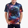 thumbnail image 1 of Honeii Outer Space Floating Numbers And Letters print Polo Shirt, a classic short-sleeved, button-down golf shirt designed for men4X-Large, 1 of 6