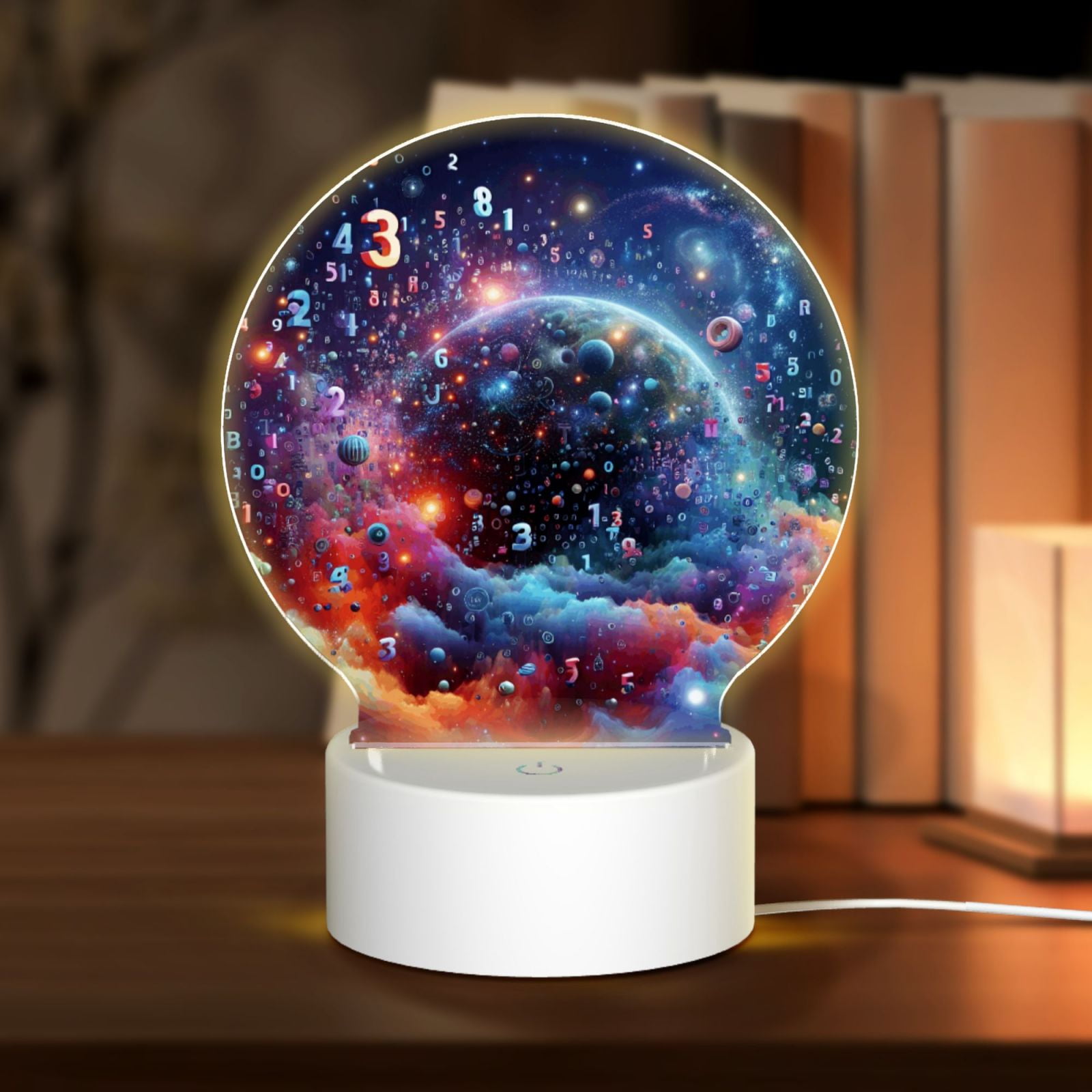 Honeii Outer Space Floating Numbers And Letters Print Acrylic LED Night ...