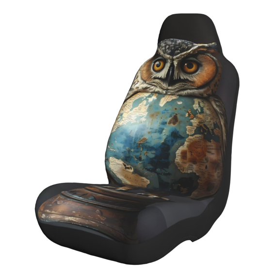 Honeii Owl Globe Sculpture for Car Seat Covers Full Set, Seat Covers for Cars, Car Seat Protector Waterproof, Leather Car Seat Cushion-1