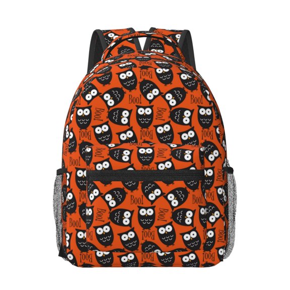 Honeii Owls And Boo Print Backpack for School,15.6 inch Laptop Back Pack for High School and College Students, Waterproof Computer Bookbag-One Size