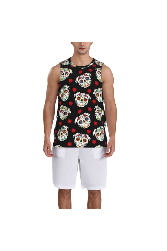 PUG print basktball shirt for men and women, Unisex basketball jersey for Theme party-Large