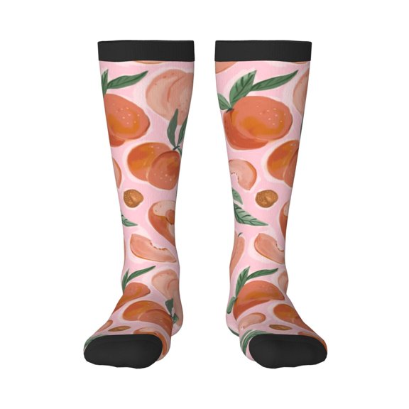 Honeii Painting Peach Print Long Socks,Novelty Design Socks Gift for Men and Women,Crew Socks,Calf Socks