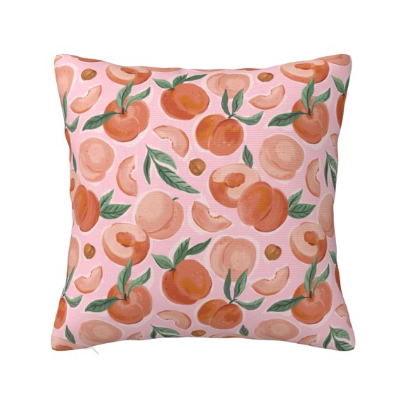 Honeii Painting Peach Print Throw Pillow, Square Decorative Pillow Forms Soft Fluffy Plump Pillow Decorative Pillow Inserts,Couch Pillows-12"x12"