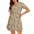 thumbnail image 1 of Honeii Paisley Floral 1 Print Women's Loose Short Sleeve Nightgown, Soft Cotton Sleepwear, Comfy Loose Fit Pajama Dress for Sleep and Lounge, 1 of 6