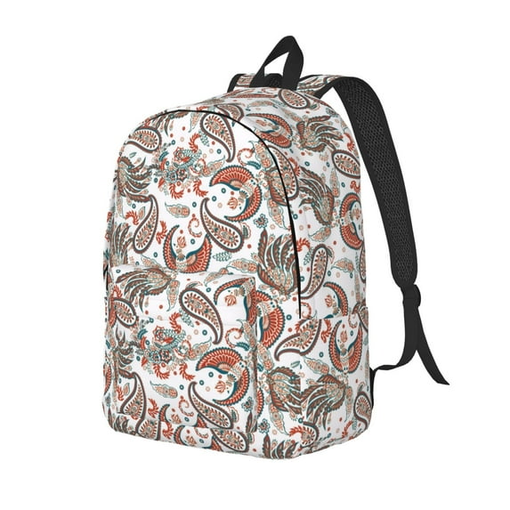 Honeii Paisley Floral Print Canvas Backpack for School & Outdoor,Laptop Excursion Backpack,Notebook School Bookbag For Men Women,for Work, Travel, and Everyday Use-Medium