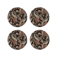 thumbnail image 1 of Honeii Paisley6 print Leather Coaster Set of 4, ideal for safeguarding your furniture from drinks spills and effortless cleanup-Round Shape, 1 of 6