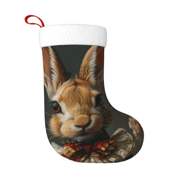 Honeii Palatial Style Flower Rabbit for Christmas Stocking,Large Xmas Stocking,Holiday and Family Stocking for Fireplace Christmas Holiday Party Decoration