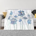 thumbnail image 1 of Honeii Pale Blue Lotus Flowers print throw blanket, crafted from cozy cotton flannel, offers versatile home decor as a bedding suitable for all seasons.-50"x40", 1 of 6