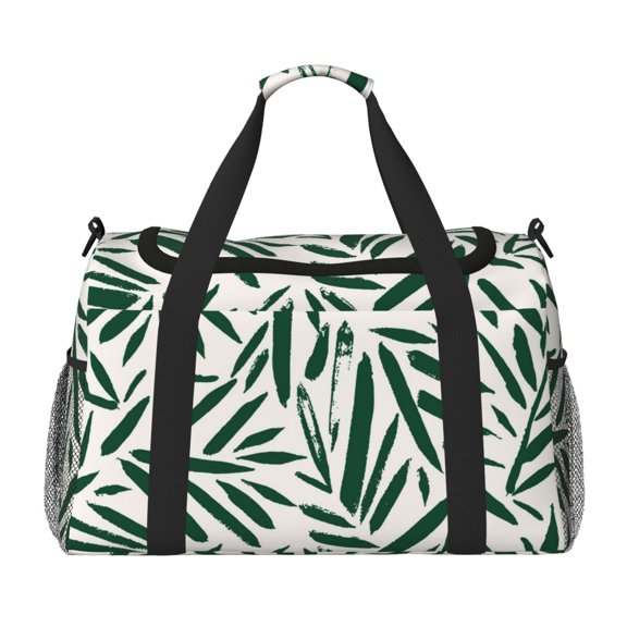 Honeii Palm Branch With Leaves Print Gym Bag,Carry on Weekender Overnight Bag, Travel Duffel Bags, Personal Item Travel Bag,Tote Bag,Workout Dance Bag