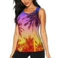 thumbnail image 1 of Honeii Palm Trees at Sunset Print Women's Workout Tank Top Sleeveless Quick Dry Sun Protection UPF 50+ Running Hiking Athletic Gym Yoga Tank Tops-Medium, 1 of 7