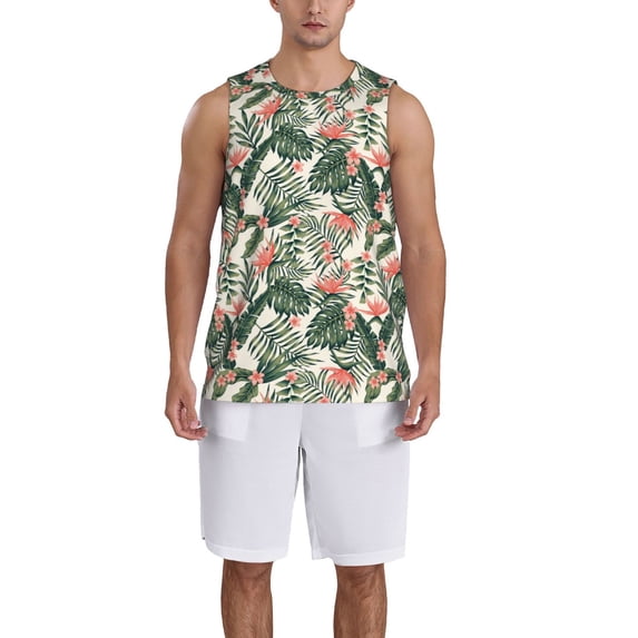 Honeii Palm Trees and Tropical print basktball shirt for men and women, Unisex basketball jersey for Theme party-4X-Large