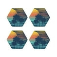 thumbnail image 1 of Honeii Palm Trees print Leather Coaster Set of 4, ideal for safeguarding your furniture from drinks spills and effortless cleanup-Hexagon, 1 of 6