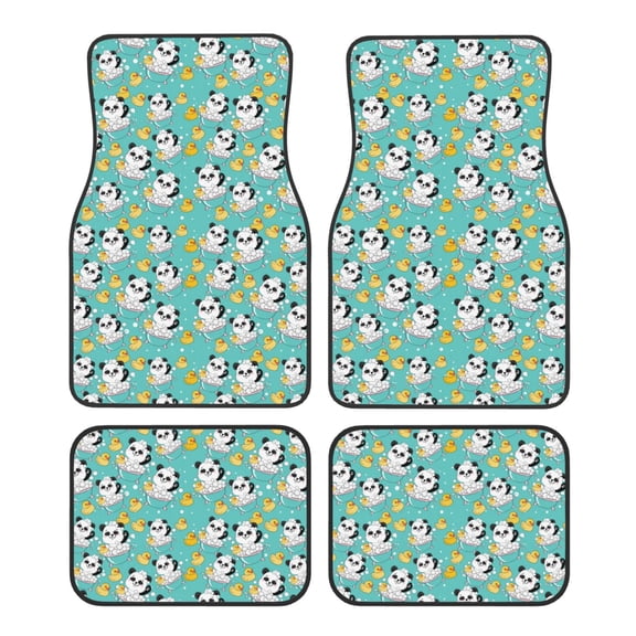 Honeii Panda Bathing In The Bath Print Car Foot Mat Four-Piece Set - Front & Rear Universal Car Floor Mats for SUVs, Trucks, Sedans