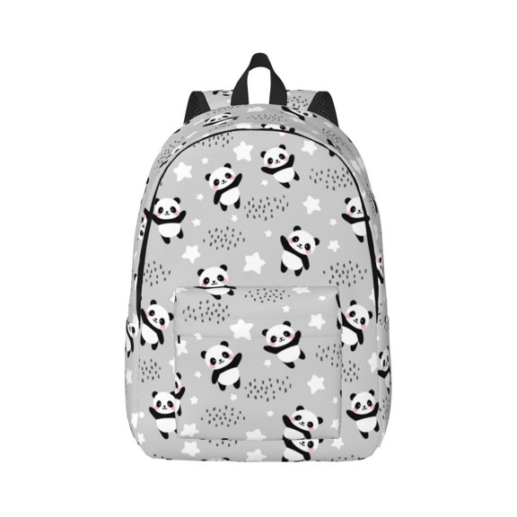 Honeii Pandas Between Clouds and Stars Print Canvas College Laptop Backpack, Durable Rucksack Travel Notebook Bag School Backpack Book Bag for Men Women-Medium
